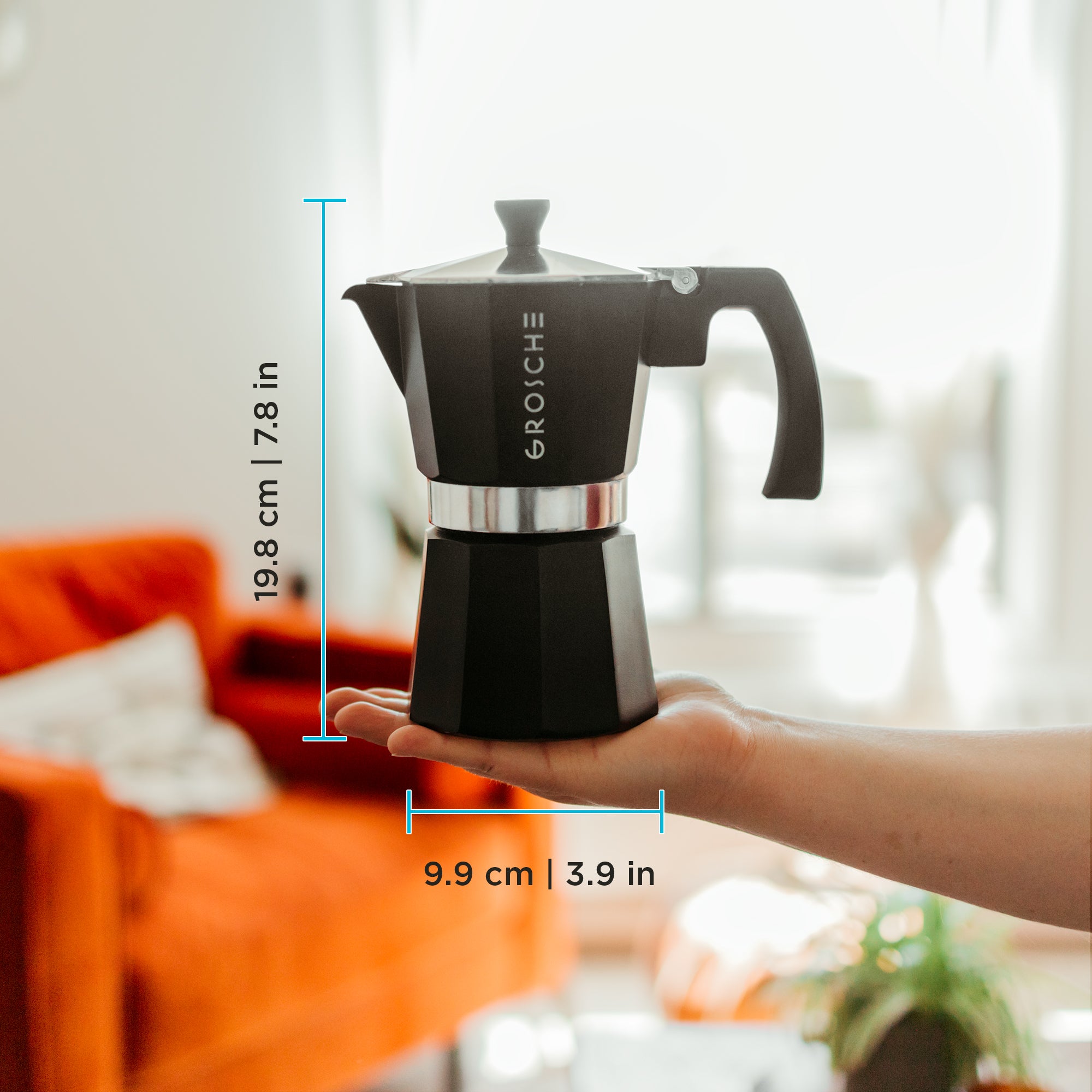 Cafetera Milano Negra para 6 tazas – Mokador 100% STRAORDINARIO