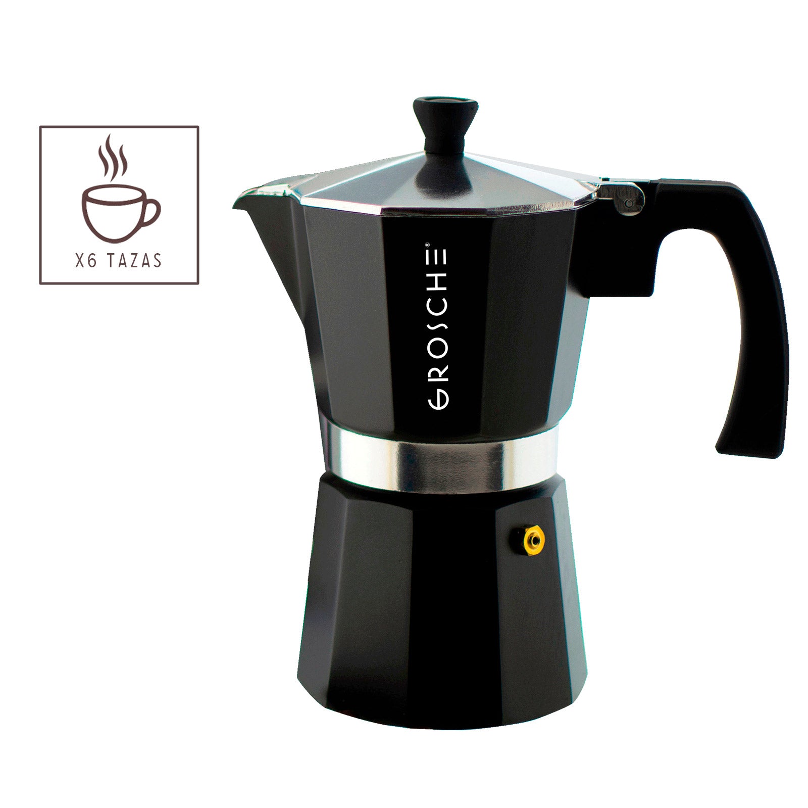 Cafetera Milano Negra para 6 tazas – Mokador 100% STRAORDINARIO